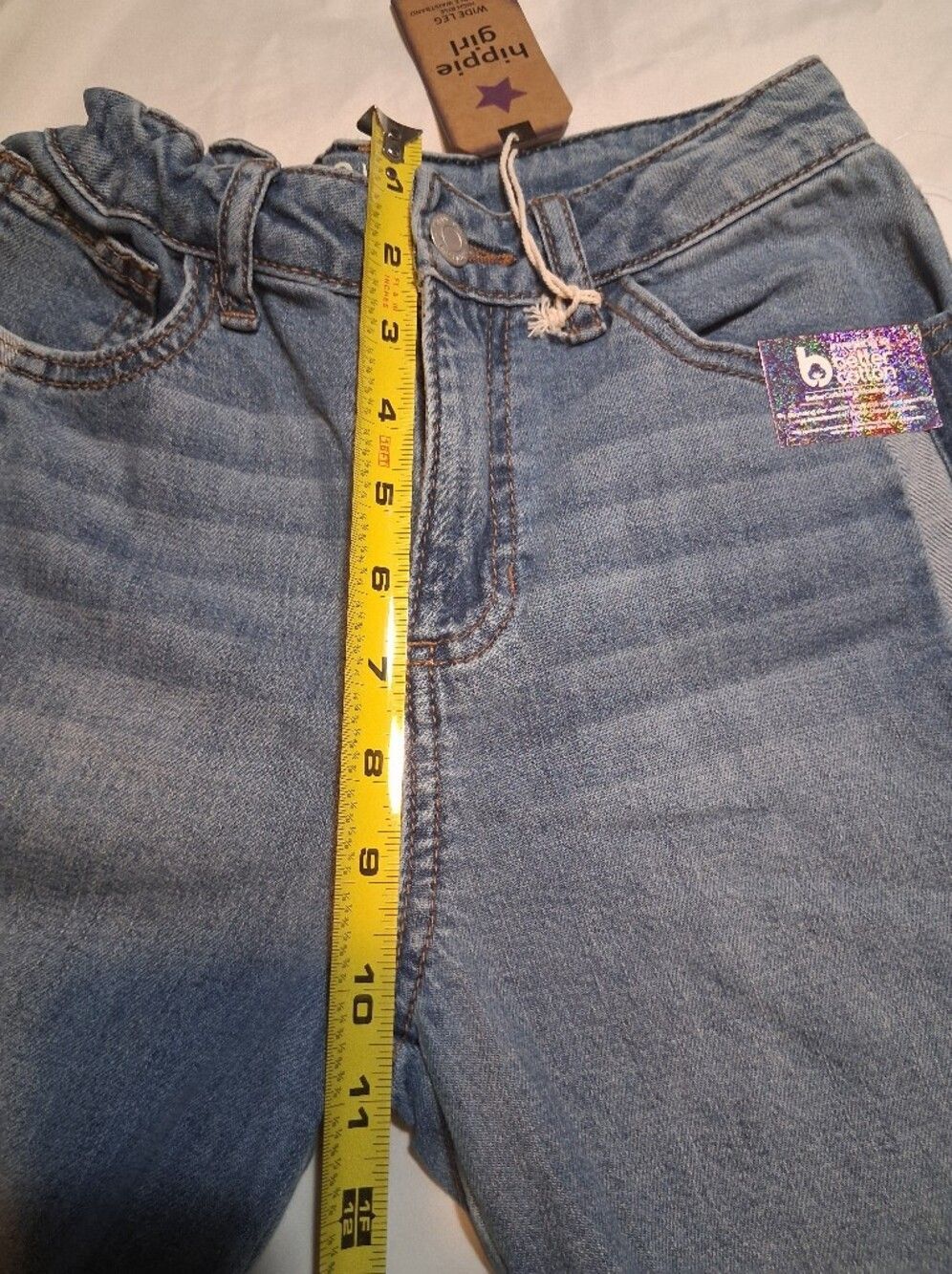 Hippie Girl NWT High Rise Wide Leg Jeans Medium Wash Side Stripe Size 10 - Picture 9 of 13